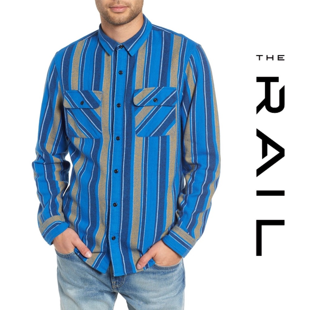 ⬇️ The Rail Men’s Blue Stripe Flannel